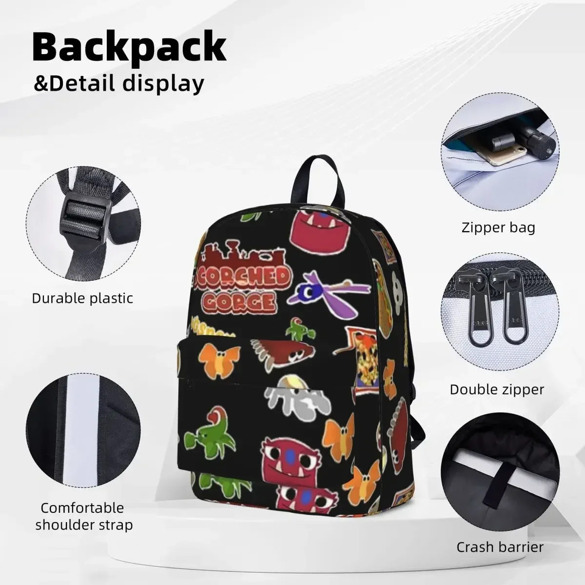 Bugsnax Fan Art Scorched Gorge Backpack Casual Student School Bag Laptop Rucksack Travel Rucksack Large Capacity Bookbag