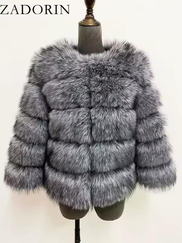 ZADORIN S-6XL Mink Coat Winter Black White Faux Fur Coat Woman Elegant Fluffy Faux Fur Jacket Top Short Fur Coats Woman Clothing - Image 17