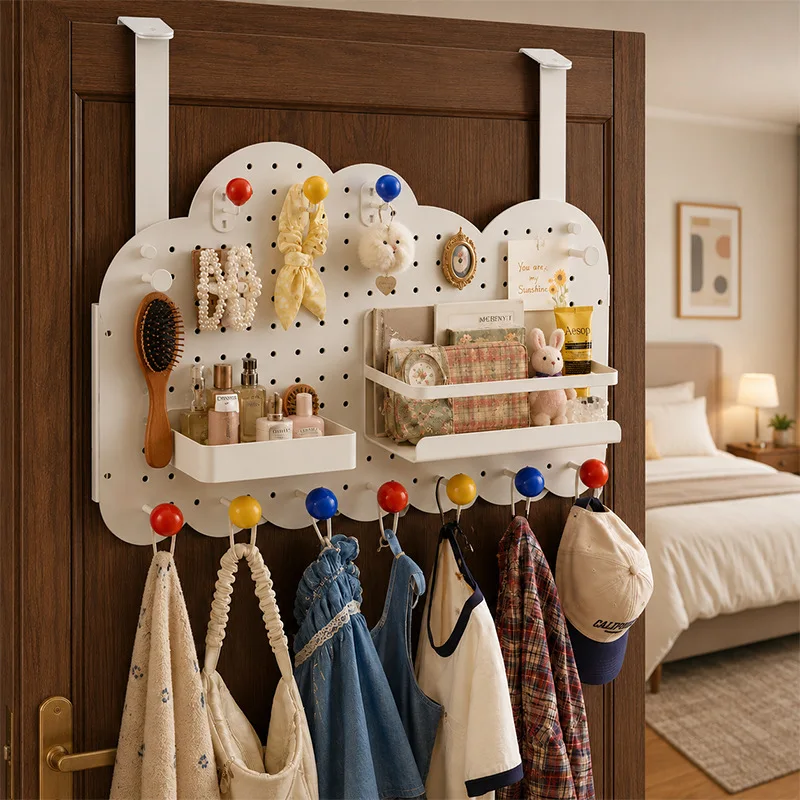 Hanging a hanger behind the door, hooking the clothes behind  high door, hole plate lengthening  entrance, and the shelf