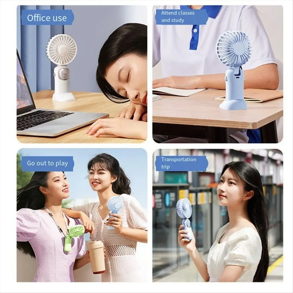 

HGHO Folding Digital Handheld Fan 3600mAh Desktop Mini Fan USB Rechargeable Summer Cooling Fan,Sky Blue