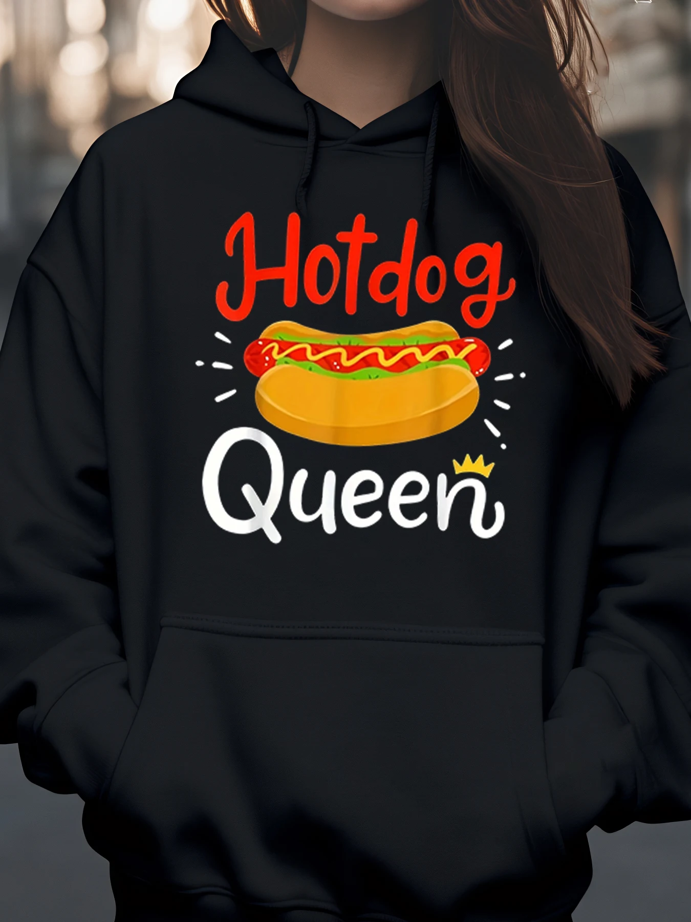 

Толстовка с принтом Hotdog Queen, повседневная одежда на Хэллоуин, женская мода