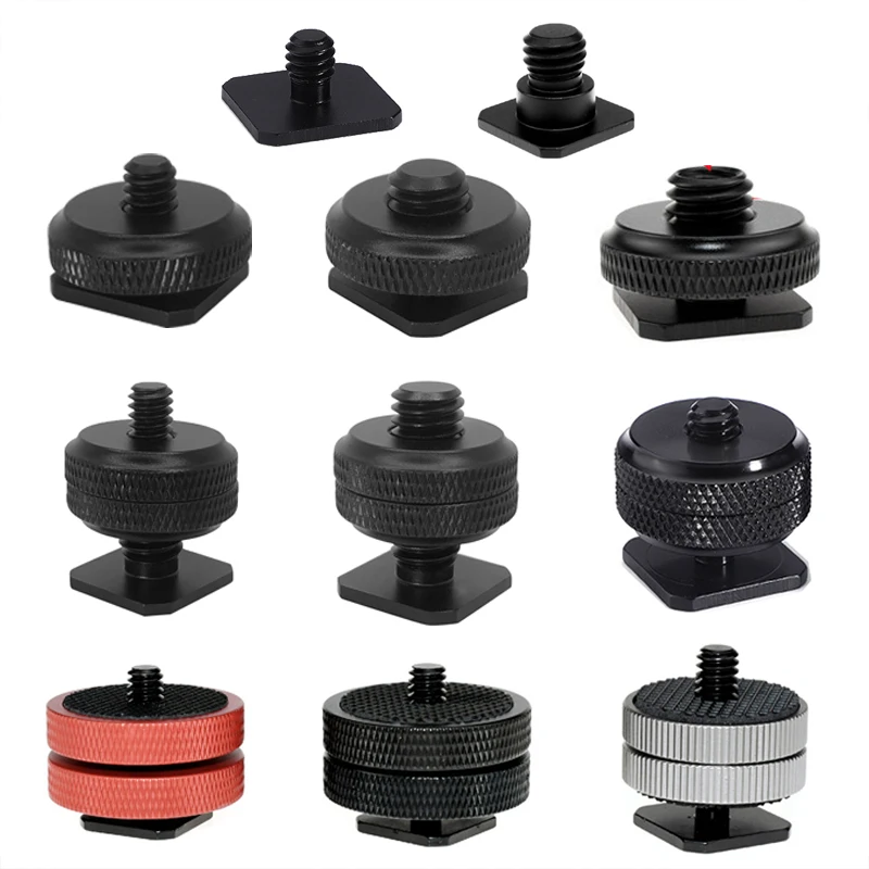 Dslr Camera Hot or Cold Shoe Screw 1/4 3/8 inch Single Double Layer Base Screw Tripod Head Photography Accessories Install