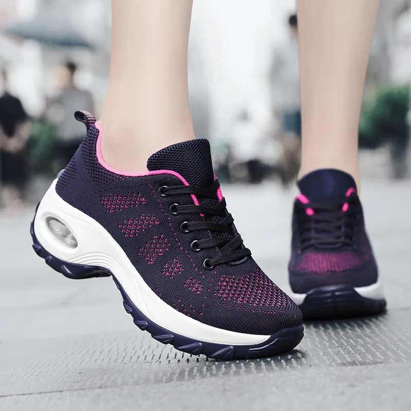 2023 Casual Women Shoes Heighten Comfortable Mesh Breathable Walking Ladies Shoes Air Shoes Sneakers Women Thick Bottom