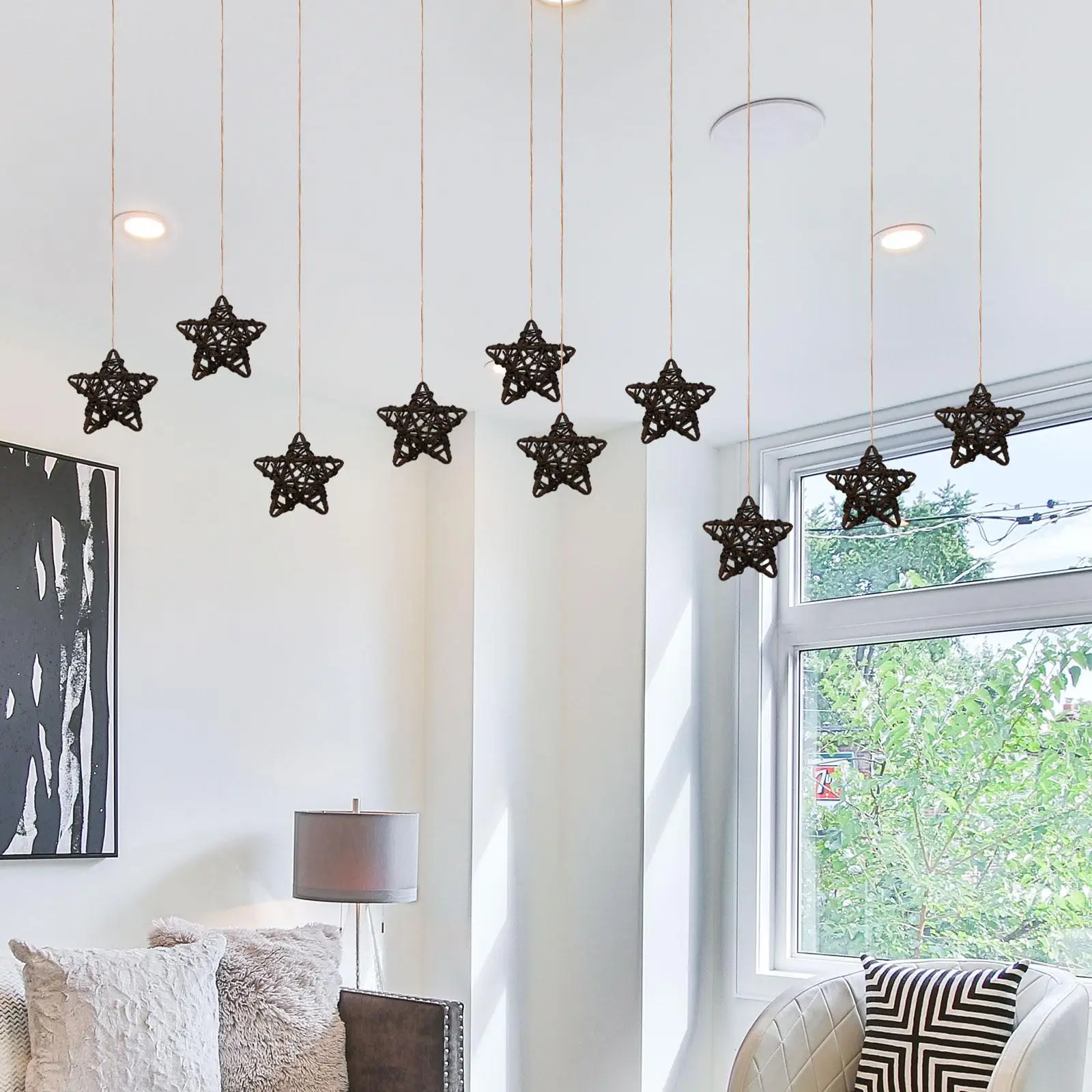 10Pcs Christmas Star Pendants Party Bridal Shower Decor Wedding Ornament