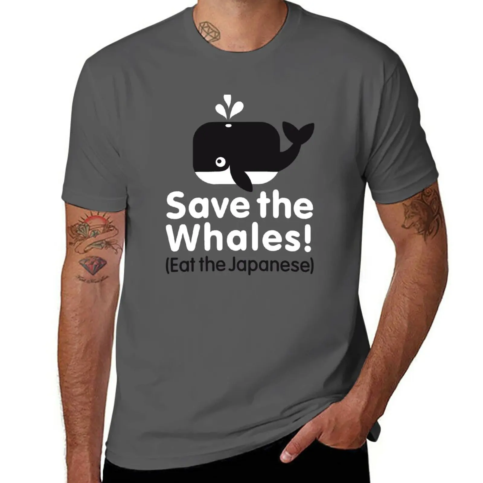 Save the Whales! Eat the Japanese T-Shirt anime animal prinfor boys Blouse fruit of the loom mens t shirts