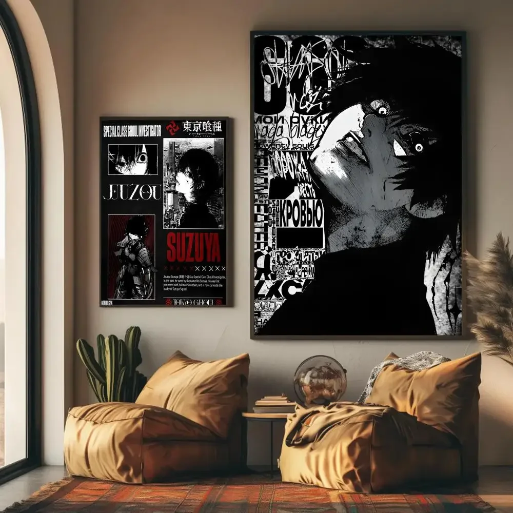 T-tokyo Ghoul Anime Painting Calligraphy, High-Quality Cotton Canvas Poster Wall Art for Modern Living Room & Coffee House Decor