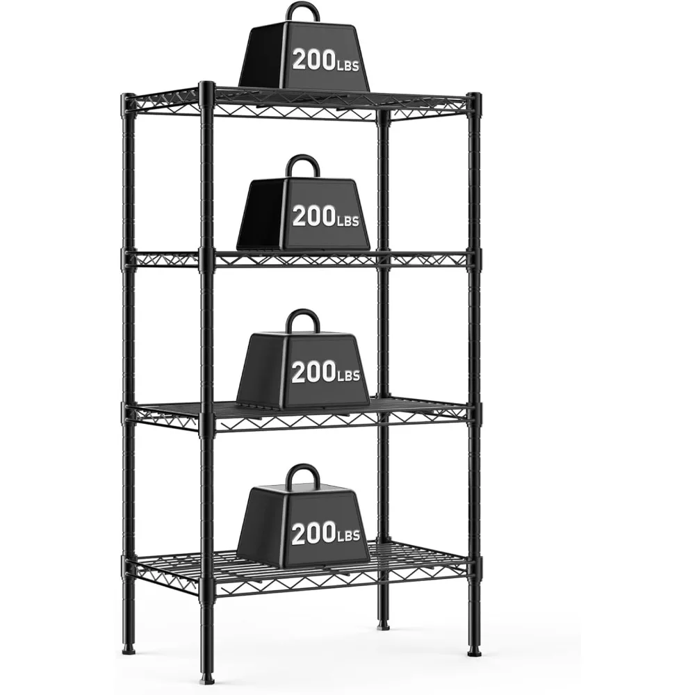 

4 Tier Metal Wire Storage Shelves Adjustable Standing Rack Shelf Heavy Duty Steel Shelving Unit Organizer for Kitchen