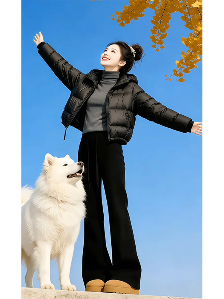 

Женская утепленная зимняя куртка-пуховик в корейском стиле, короткая, на молнии, из теплого хлопка