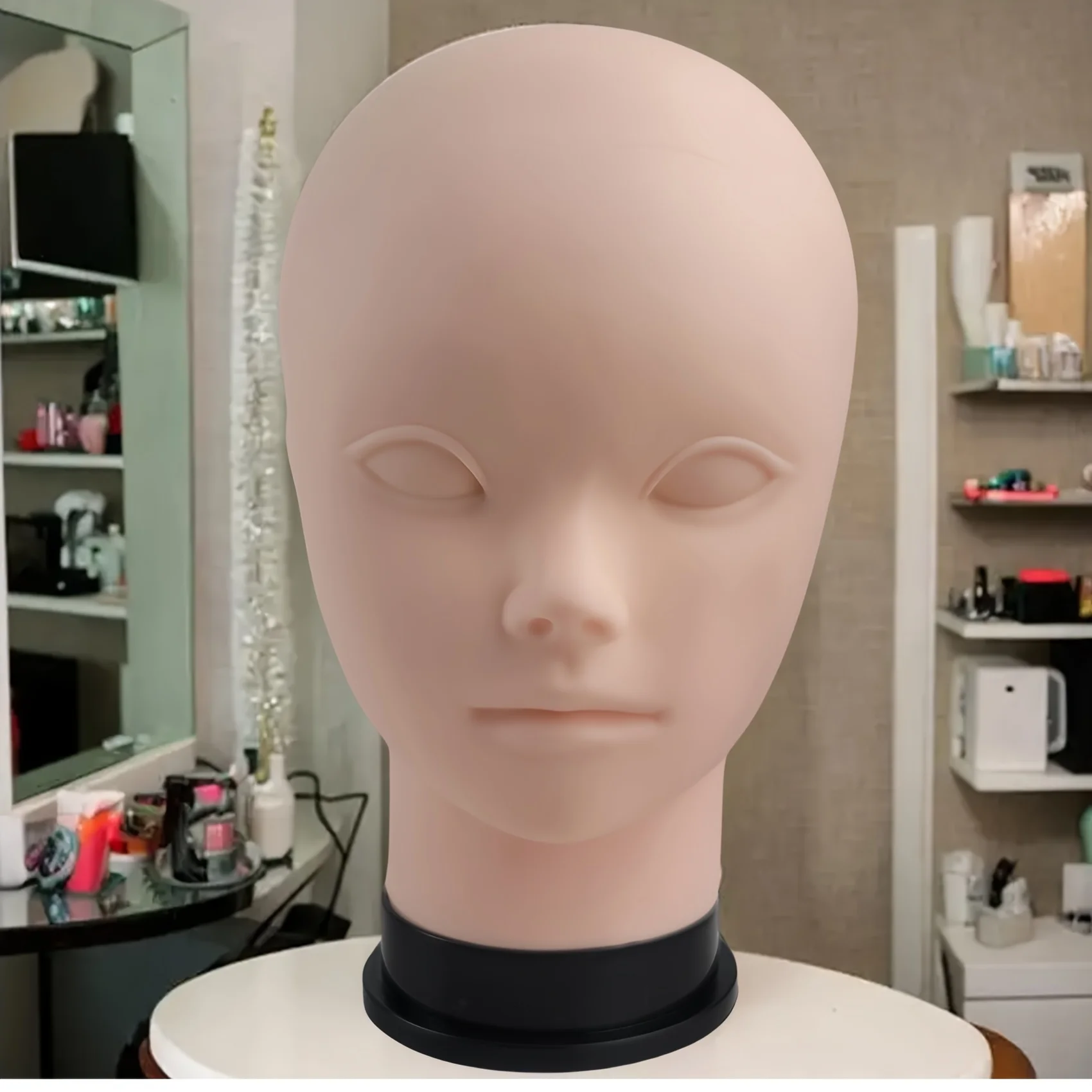 DIY Cosmetology Manikin Head For Makeup Bald Mannequin Head for Makeup Training,Wig Making,Hair Accessories&Hat&Glassess Display