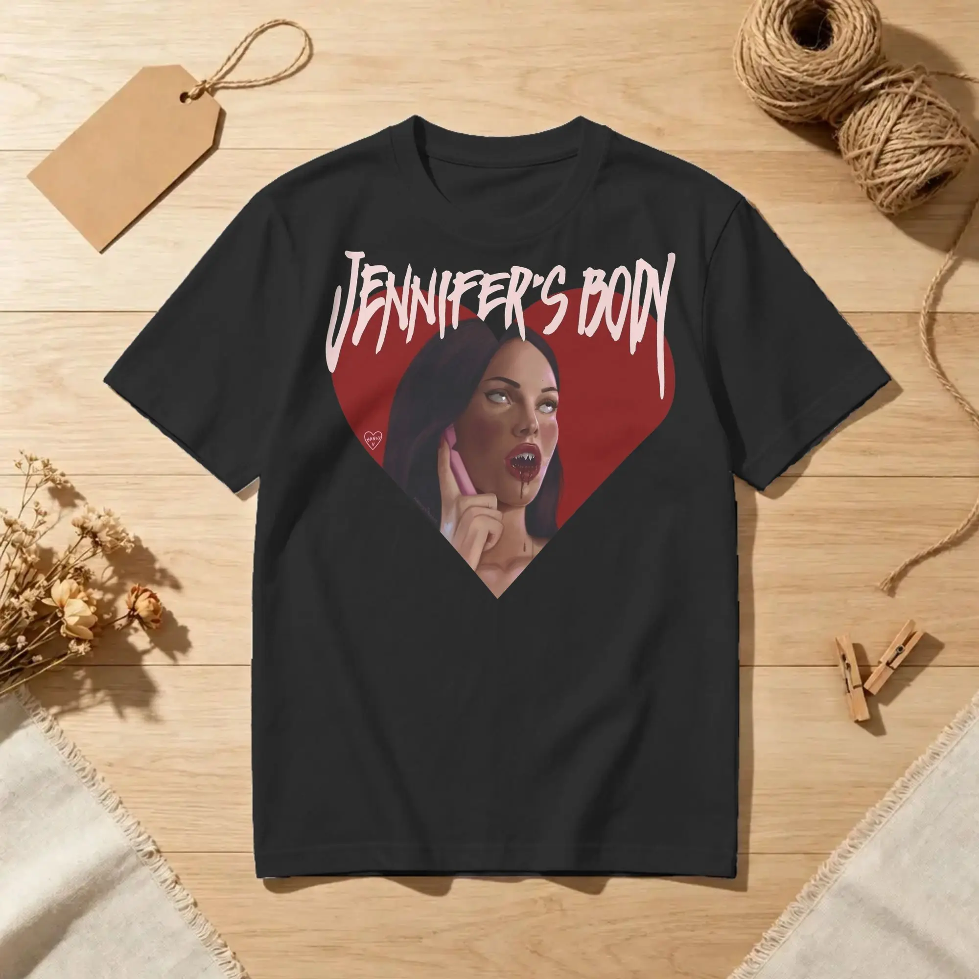 Men Women Jennifer's Body Heart Jennifer Check ! ORIGINAL T Shirt  Cotton Clothes Vintage O Neck Tee Shirt Printed T-Shirt