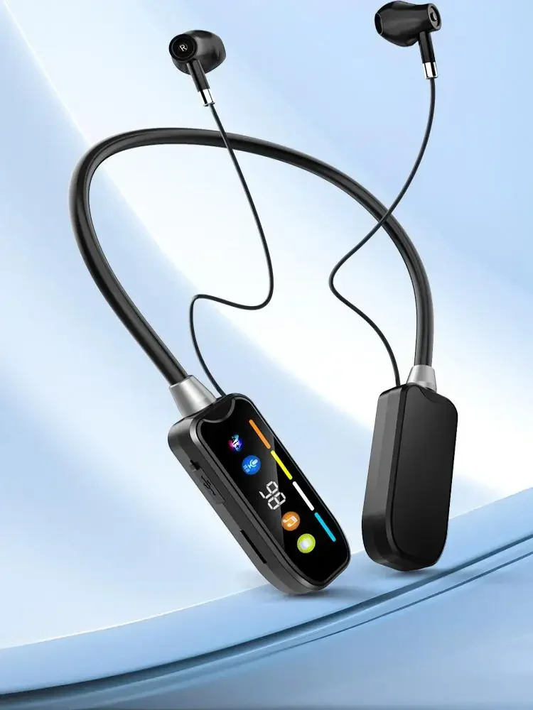 Écran HD Bluetooth 5.4 casque tour de cou écouteurs TWS casques sans fil HiFi stéréo étanche écouteurs Support TF carte