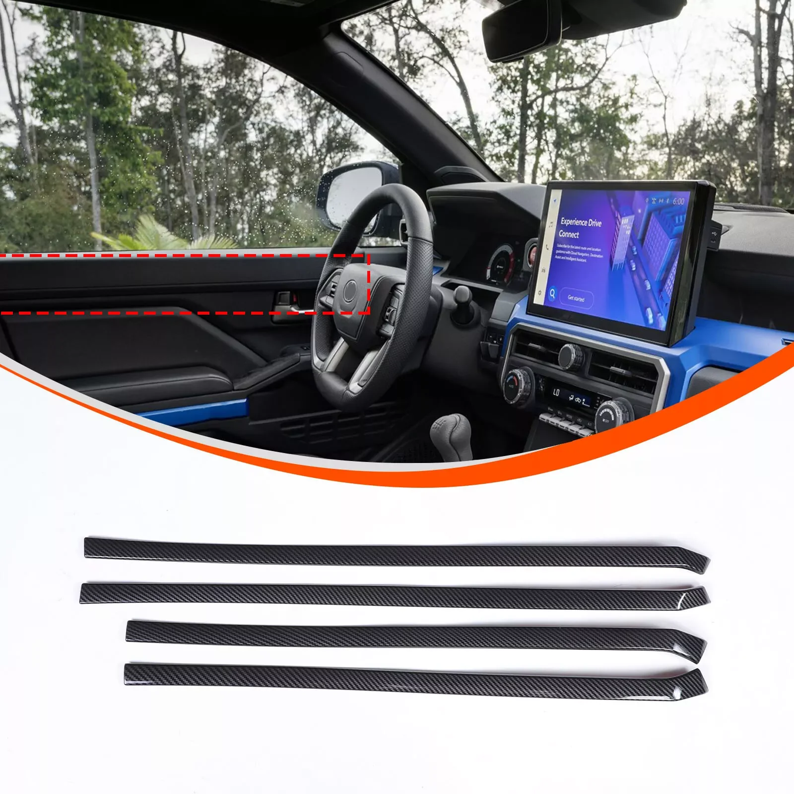 

Interior door panel Trim Strip Cover Kit For Toyota Tacoma 2024 2025 ABS Carbon fiber Door Panel Strip Cover Trim Accessories