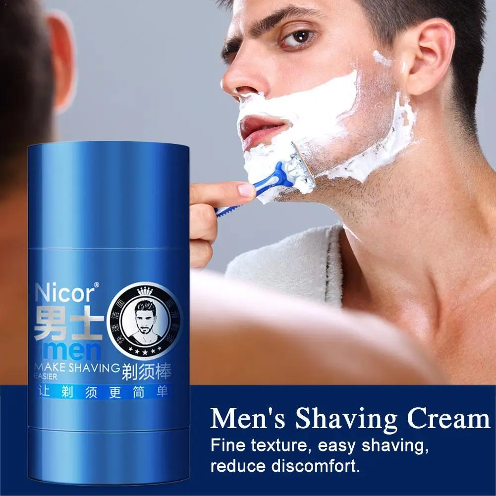 Creme de barbear portátil lubrificar barba limpeza profunda suave barbear hidratante limpador facial vara de barbear cuidados faciais para homem