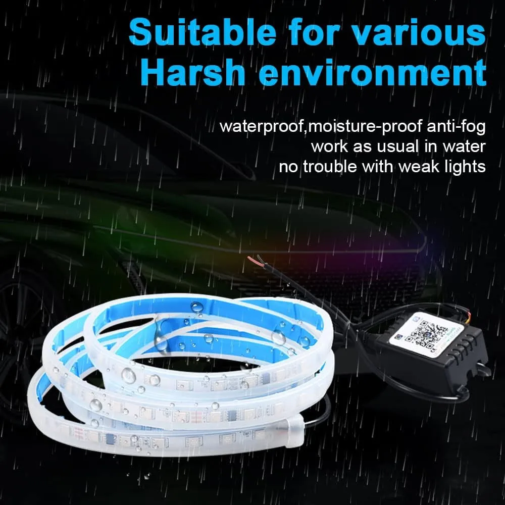 Car Hood LED Daytime Running Light Scan Starting Waterproof Flexible Auto Engine Hood Guide Decorative Ambient Lamp APP Control