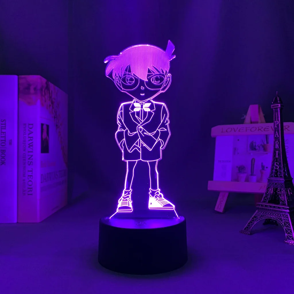 Anime 3d Licht Hoesje Gesloten Voor Slaapkamer Decor Nacht Licht Kamer Decoratie Manga Cadeau Bed Led Nachtlampje Detective Conan