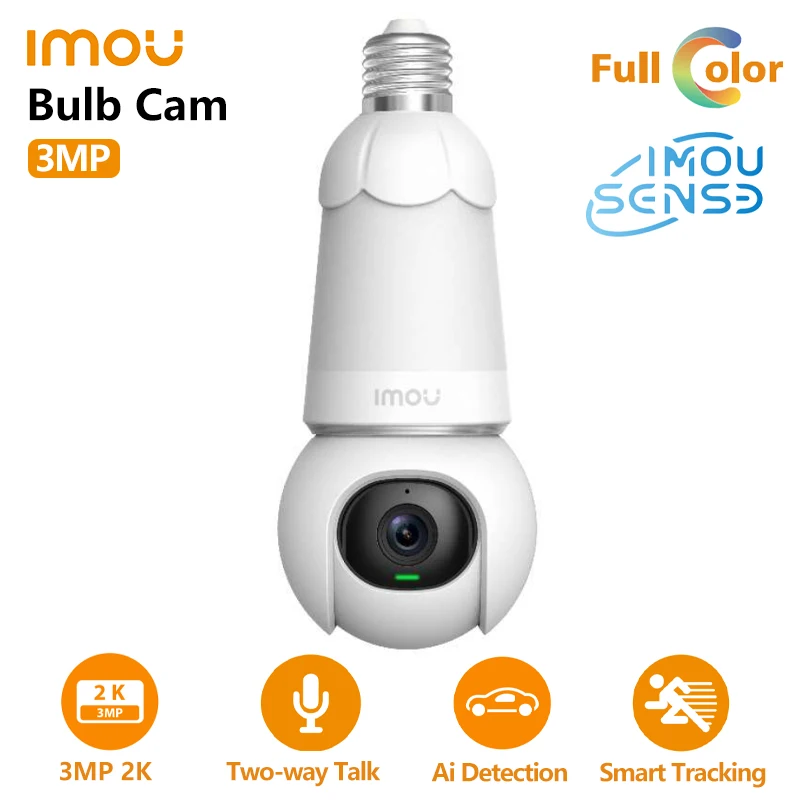 

Imou 3MP WiFi Bulb Cam Full Color Samrt Tracking 360° Protection Camera Human & Vehicle Detection Two-way Talk Wireless PTZ Cam