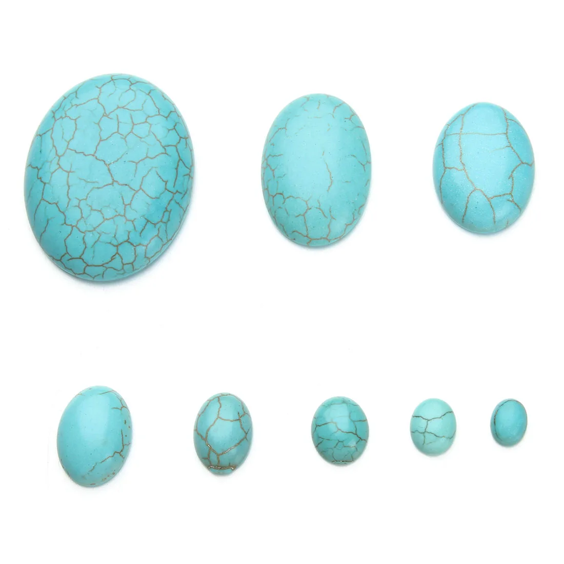 10 teile/los Blau Türkisen Naturstein Perlen Cabochon Flache Rückseite Oval Cabochons Cameo Für Schmuck Machen DIY Ring Zubehör – Detail 1