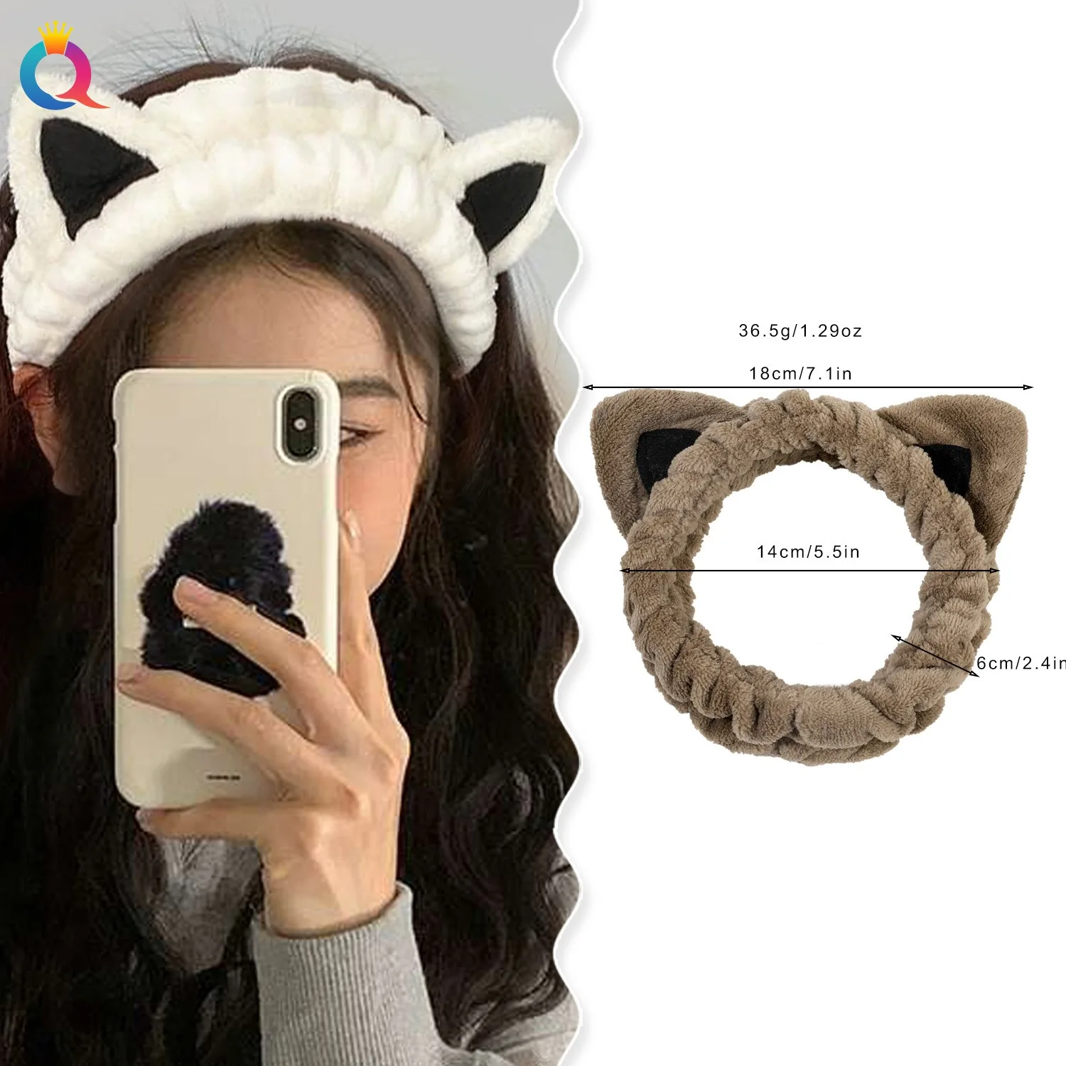 2024 Cute Plush Cat Ear Headband Face Wash Makeup Hairbands Scrunchie Women Girls Hair Head Hoop Accessories Headdress Headwear