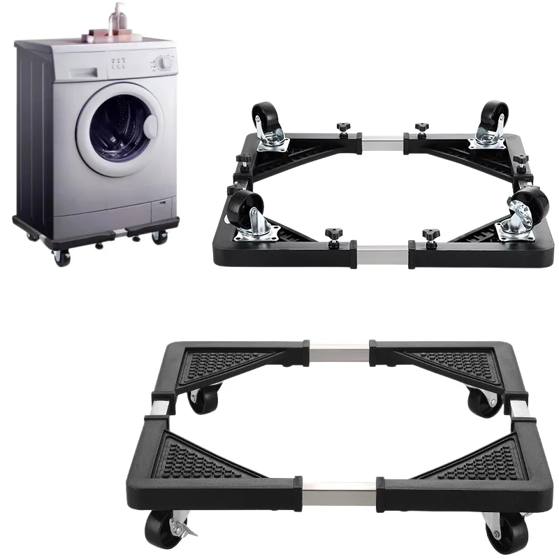 Carrito con Ruedas para Electrodomésticos de Acero Inoxidable con 4 Ruedas Bloqueables - Base Móvil Ajustable con Ruedas para Refrigerador/Lavadora