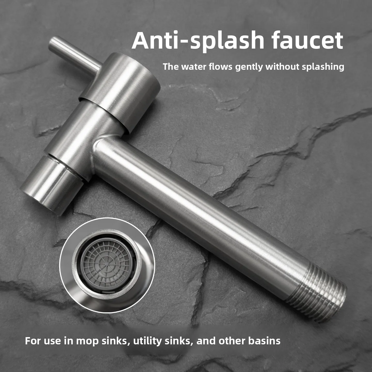 304 Stainless Steel Tap Extended Long Pipe Single Cold Water Faucet 1/2 Inch Interface Washing Machine Water Tap