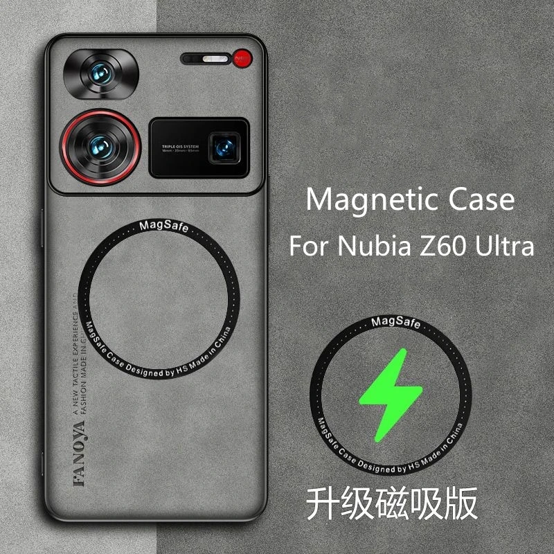 Magnetic Case For Nubia Z60 Ultra Case Luxury Silicone Leather Phone Cover For ZTE Nubia Z60Ultra Camera Protect Shell Bumper