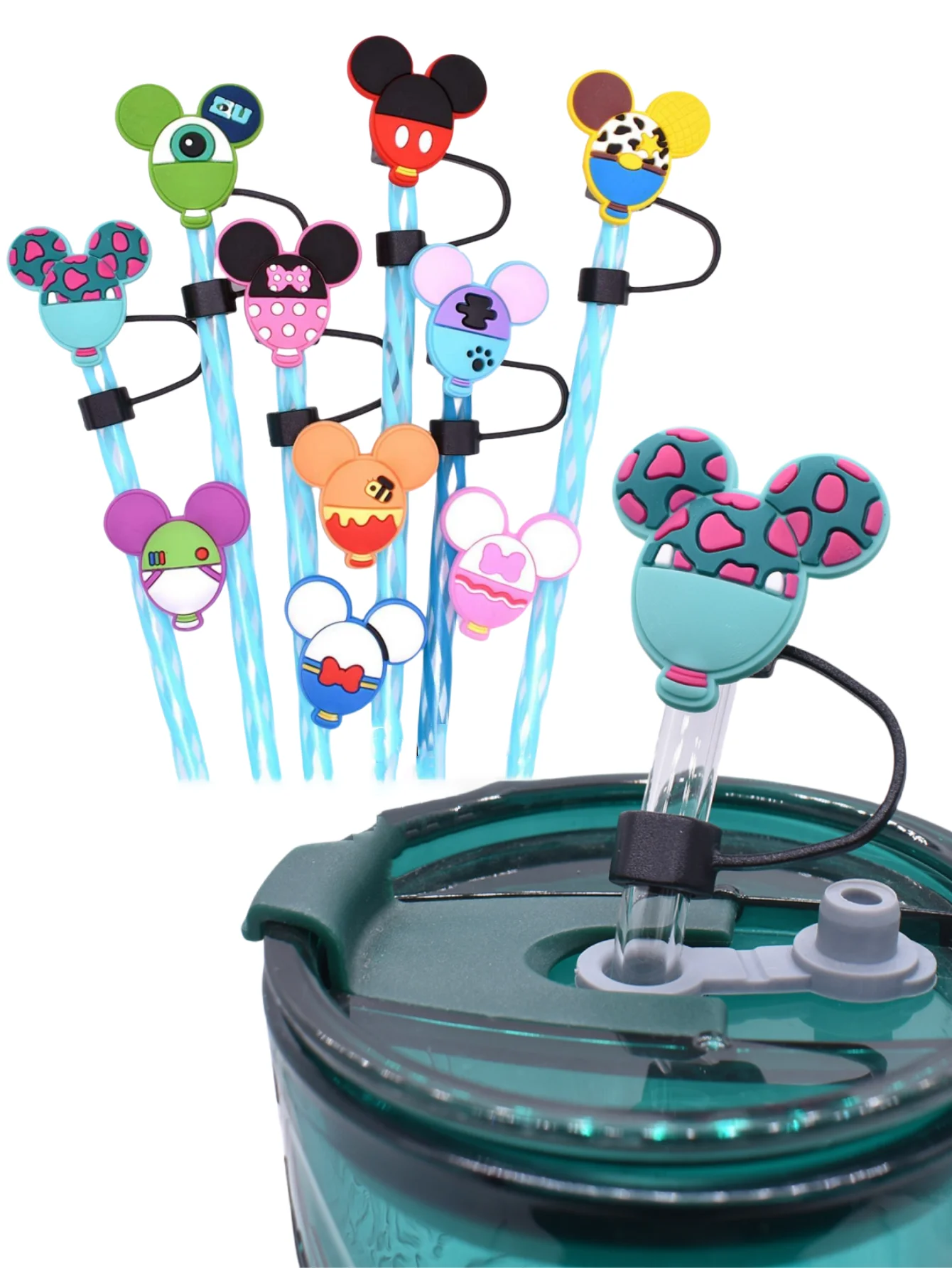 5/10 قطعة/المجموعة ديزني ميكي ماوس لطيف موضة القش تلميح اكسسوارات العالمي الغبار التوصيل غطاء من القش الزخرفية هدية حفلة #1