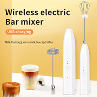 2 In 1 Electric Milk Frother Rechargeable Milk Foam Maker Handheld Egg Beater Foamer High Speeds Drink Mixer Coffee Kitchen Tool