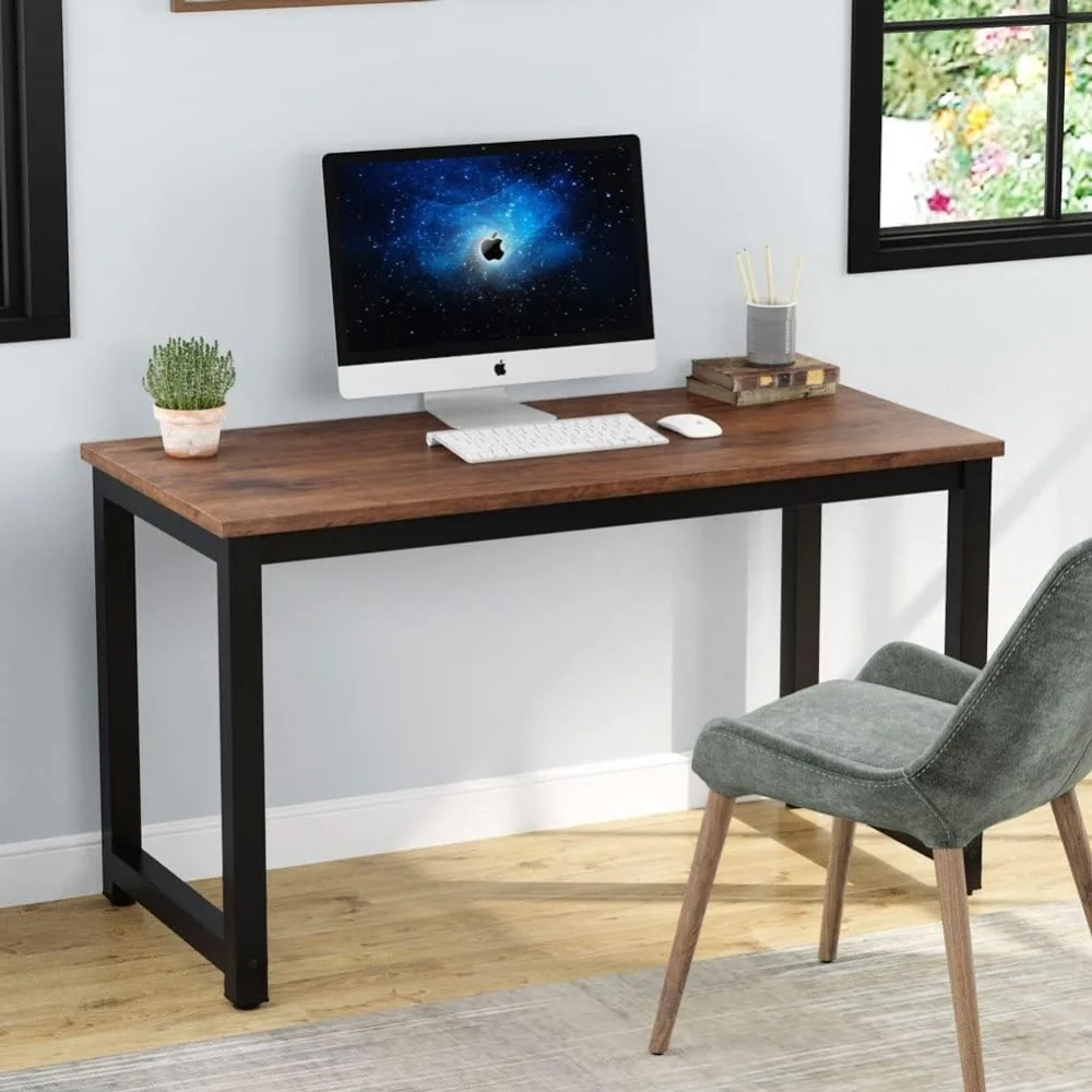 Modern Simple Computer Desk, 47 inch Vintage Office Desk Computer Table, Study Writing Study Desk Workstation for Home Office