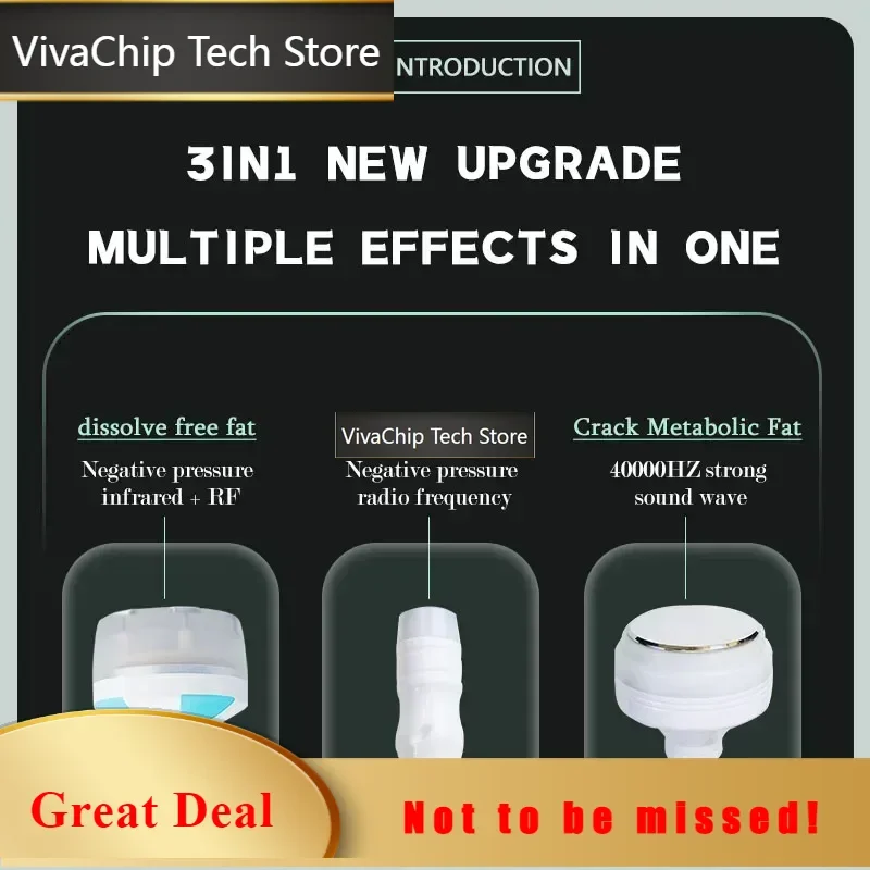 VivaCTPortable Vela Body Shaping Max 4 Cavitation Vacuum Cellulite Removal Vacuum 3d Cavitation System Body Massagers Slimming M