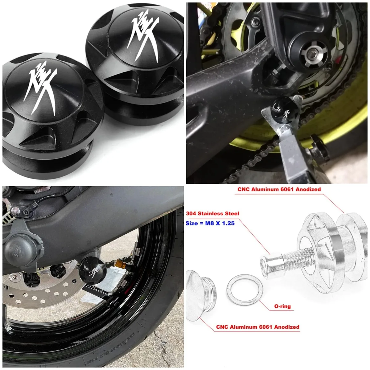 

CNC Motorcycle Swingarm Spool Slider Stand Screws for 2019-2025 HAYABUSA GSX1300R GSXR1300