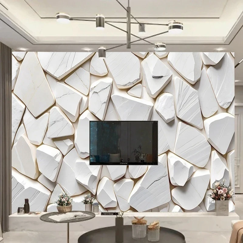 Custom Size Mural Home Decor Mordern Wallpaper 3D Stereoscopic Stone Pattern Abstract Geometric Wall Painting Background