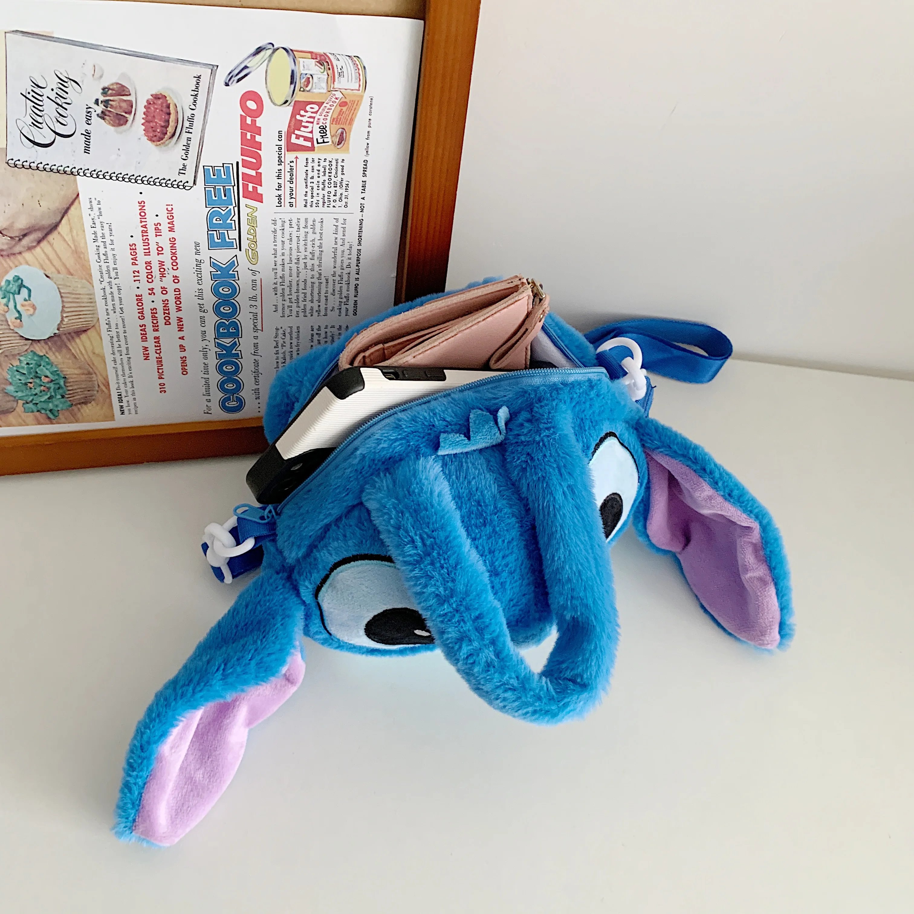 Disney New Lilo & Stitch Plush Toys Kawaii Plush Messenger Bag Girl Handbag Anime Stuffed Toys Children Cartoon Plushie Soft Bag