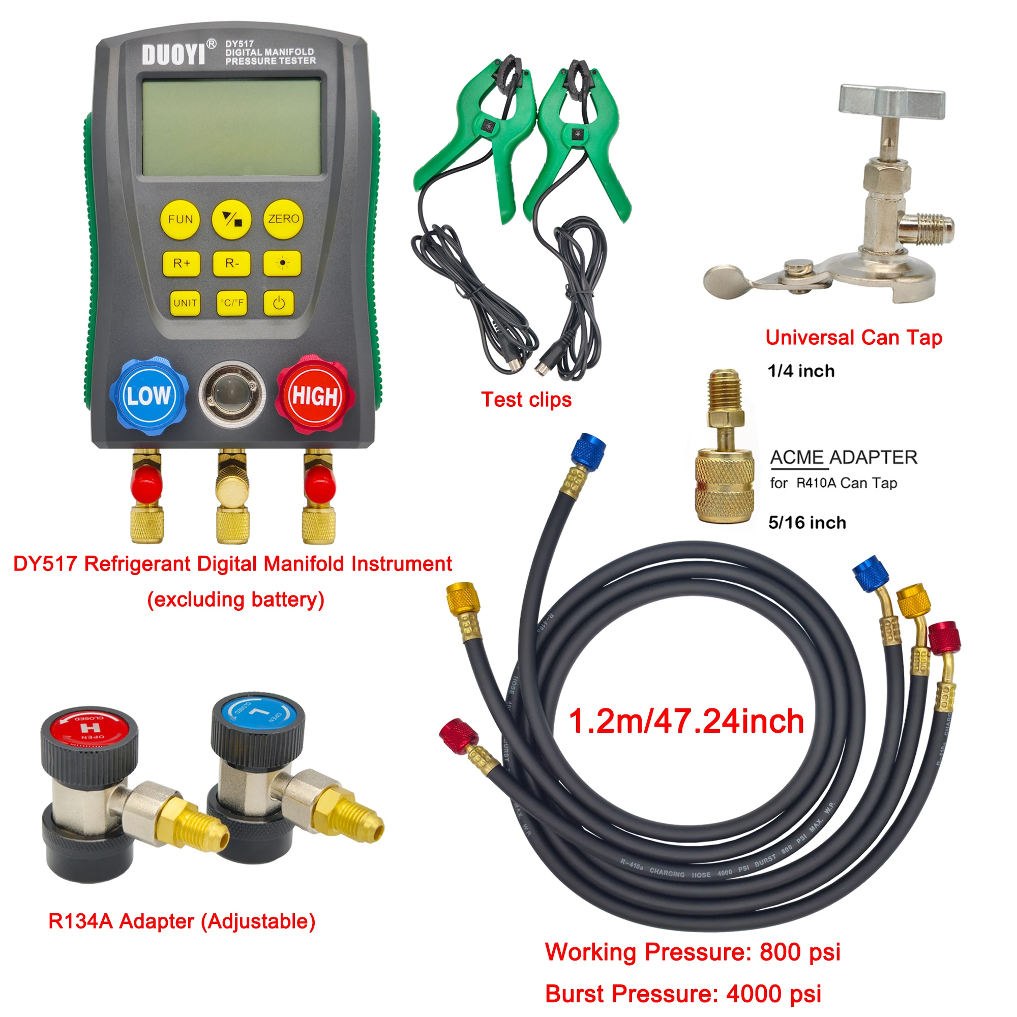 Digitale koelmanometer, temperatuurdetector voor airconditioning, multifunctionele toolkit voor vacuümdruktest - afbeelding 1