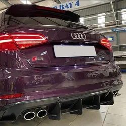 Tylny dyfuzor w stylu Maxton 4 płetwy do Audi S3 8 v2 FL Sportback spojler zderzaka body S3 2017-2020 Tuning liftingu