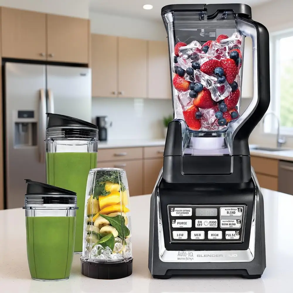 

1200W Personal Blender with Auto-iQ, 72 oz. Pitcher, 18-32 oz. Cups, Smoothie & Shake Maker, Dishwasher Safe, Black