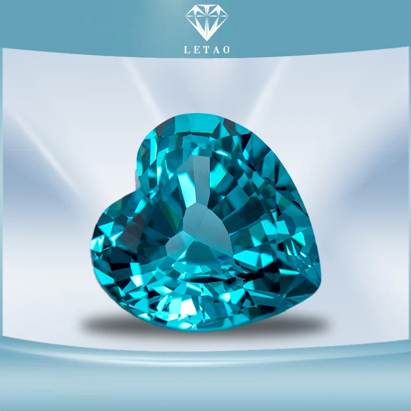 

Lab Grown Sapphire Paraiba Heart Shaped VVS1 Charms Diy Advanced Jewelry Accessory Making Materials Selectable AGL Certificate