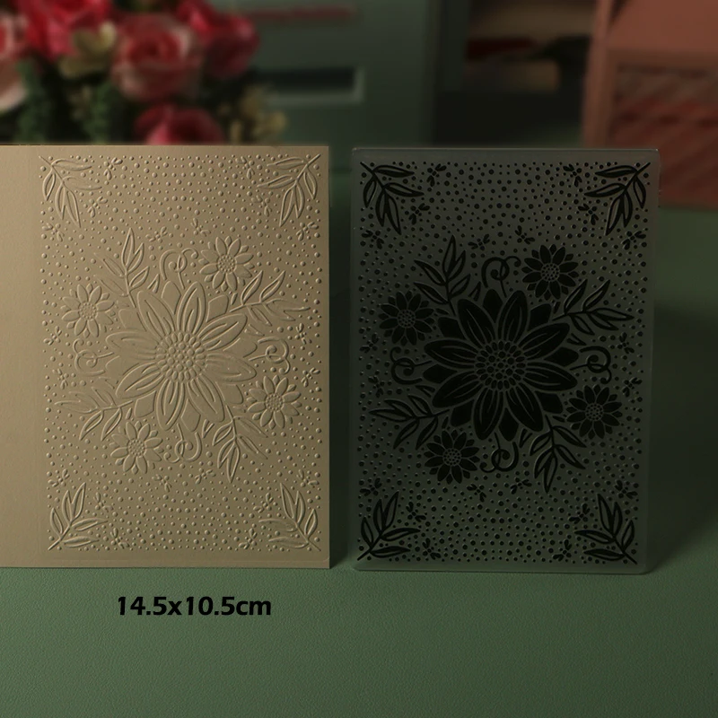 DUOFEN Crafts plastic embossing folder collection 5 paper embossing flower mold Christmas Birthday fathers mothers day wedding