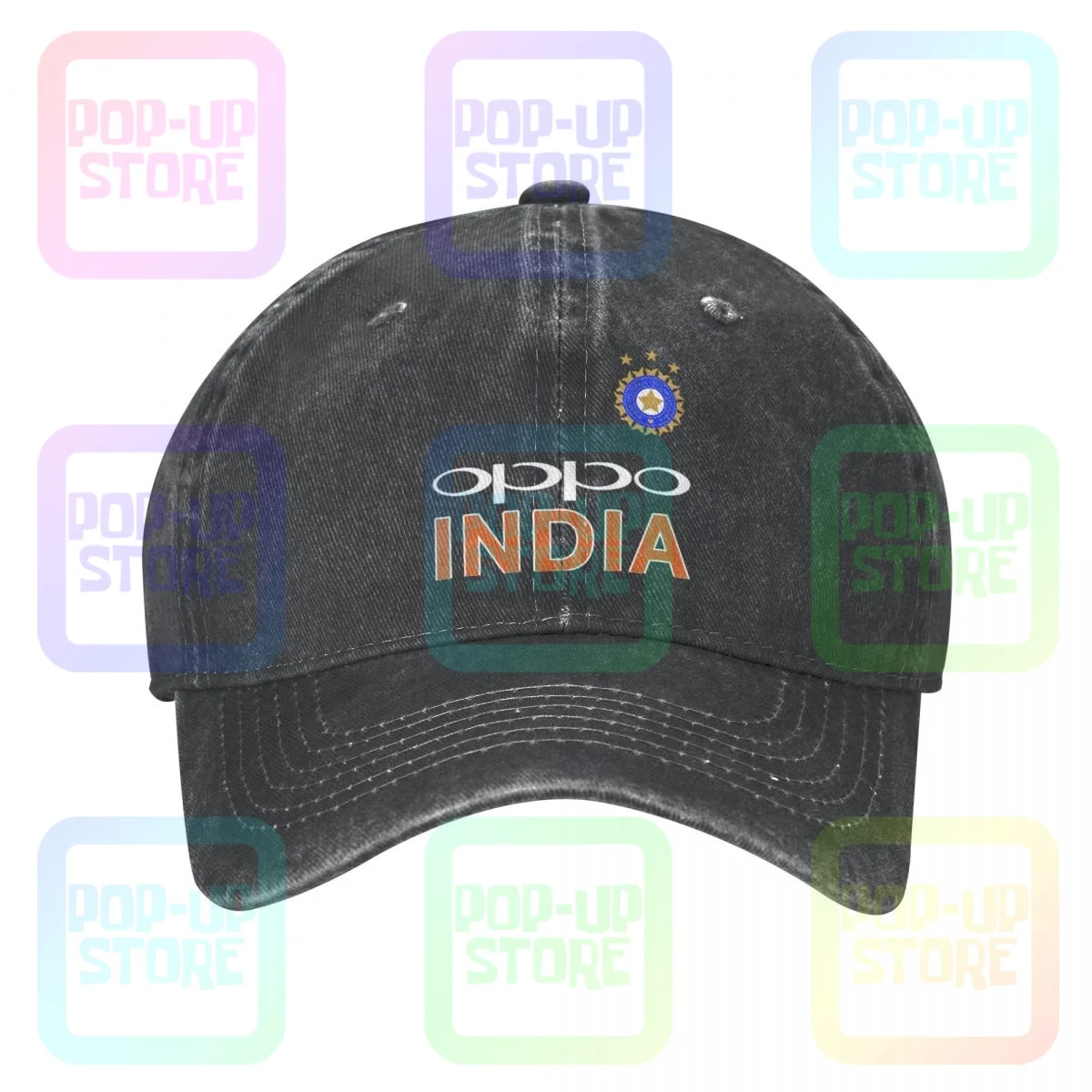 Cricket India Jersey Style Virat 18 Washed Denim Baseball Cap Trucker Hats Cute Splicing