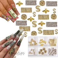 1box 3D Money Cartoon Nail Charms Luxury Dollars Rhinestones Jewelry Diamond Nail Art Manicure Tips Salon Decoration Tool