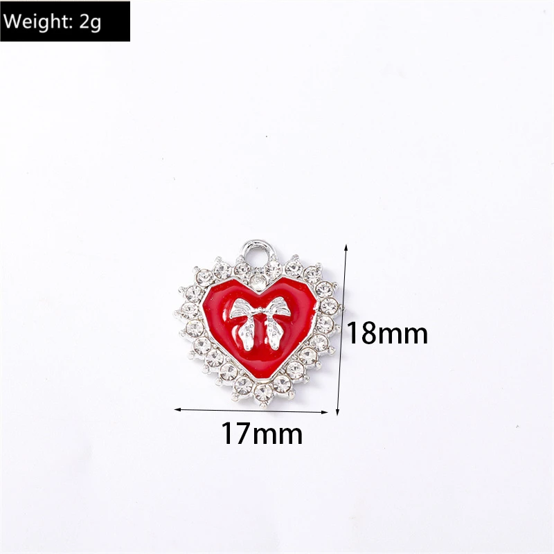 Duarte 20 Stück/Lot niedliche Kristall-Metall-Liebesherz-Anhänger für die Schmuckherstellung, Ohrringe, Halsketten, Armbänder, DIY-Bastelbedarf – Detail 7