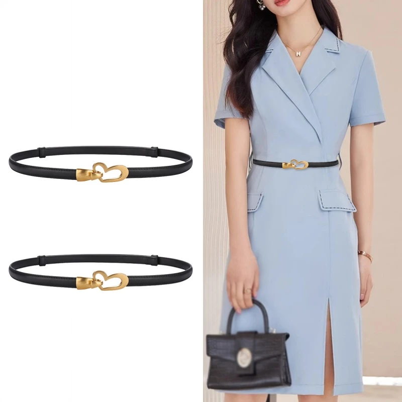 

2024 New Luxury Designer Belt For Women Elegant Love Metal Buckle Real Leather Ladies Waistband Matching Female Dress Jeans Belt