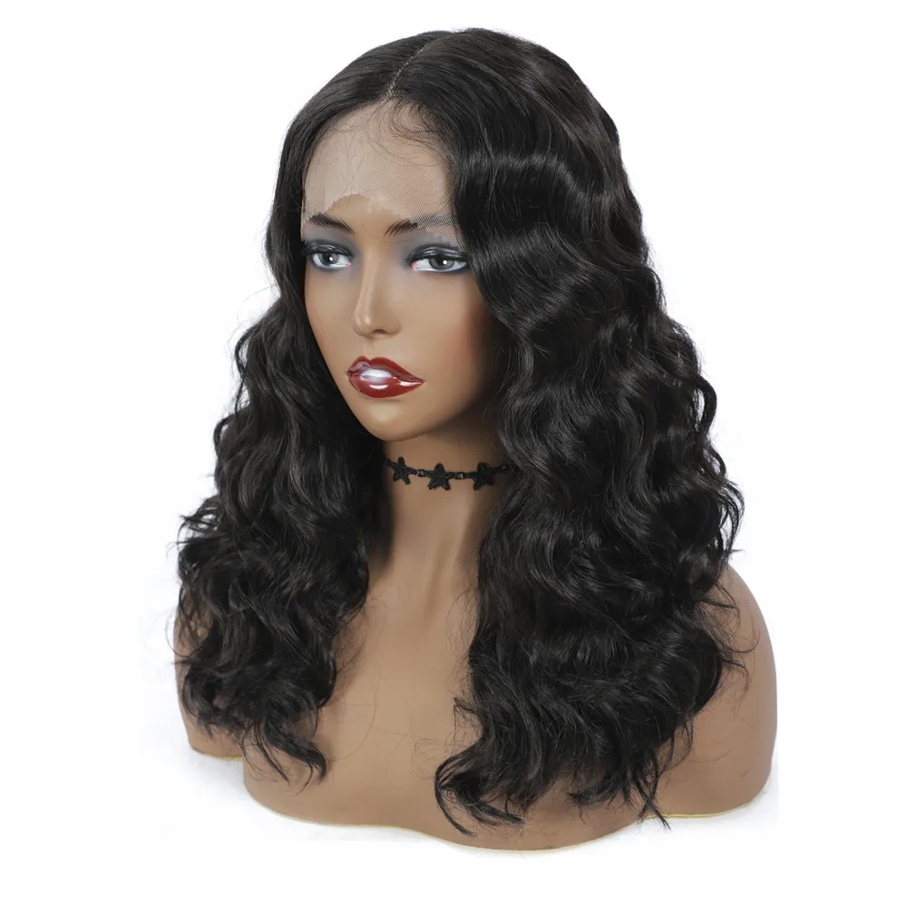 X-TRESS-Peluca de cabello sintético con malla frontal para mujer, cabellera de longitud media con pelo de bebé, onda suelta Natural, marrón oscuro,