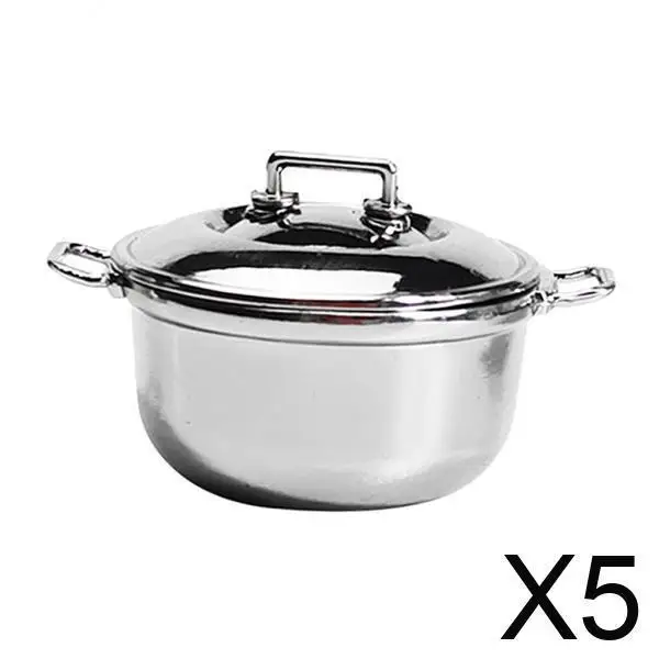 

Zinc Alloy Miniature Soup Pan Small Size Kitchen Accessory for Miniature Dolls House Tea Dining Room Layout Decoration