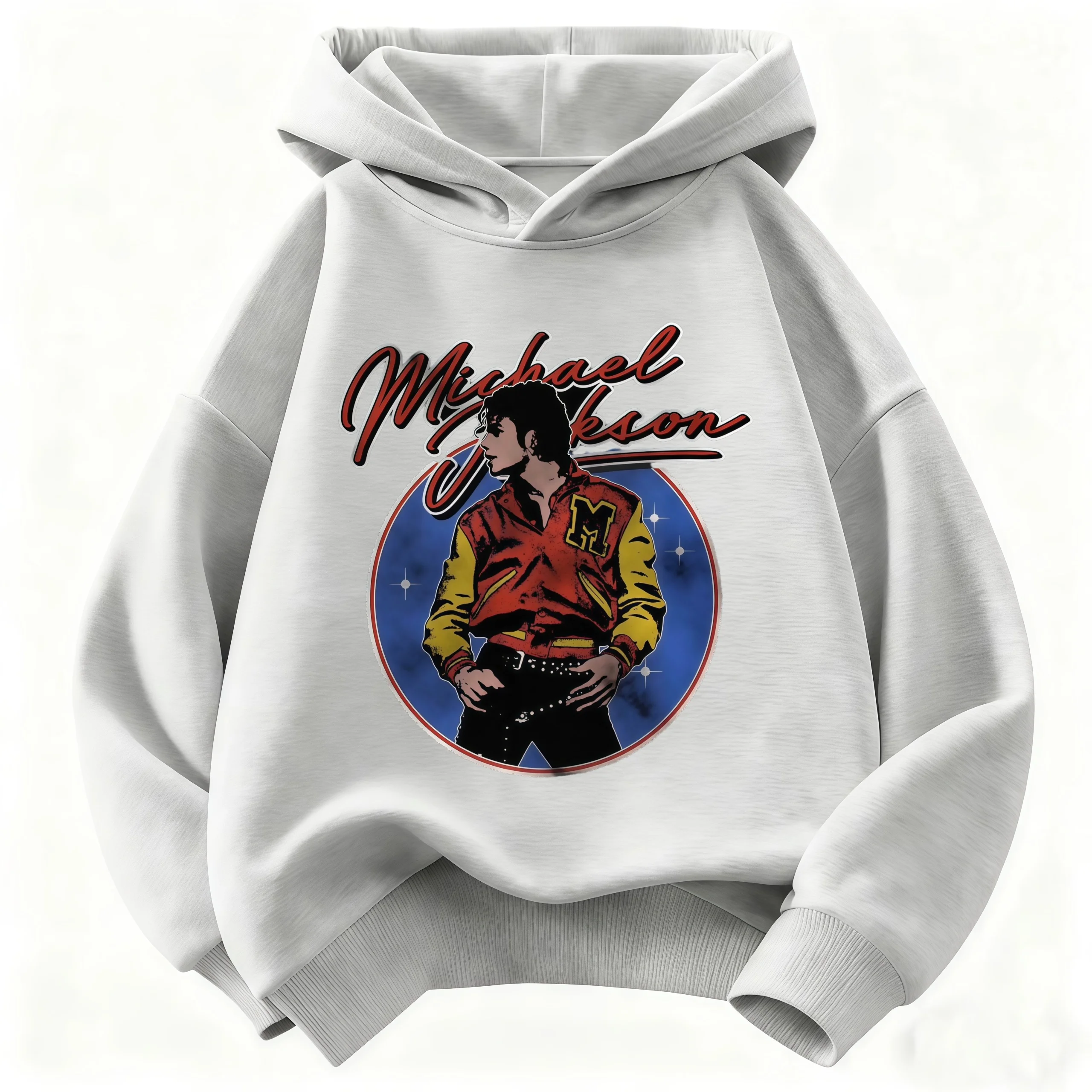 Neuer Kinder-Kapuzenpullover Michael Jackson Retro-Buchstaben-Figurendruck Pullover für Jungen und Mädchen Lässiger Vintage-Mode-Hoodie