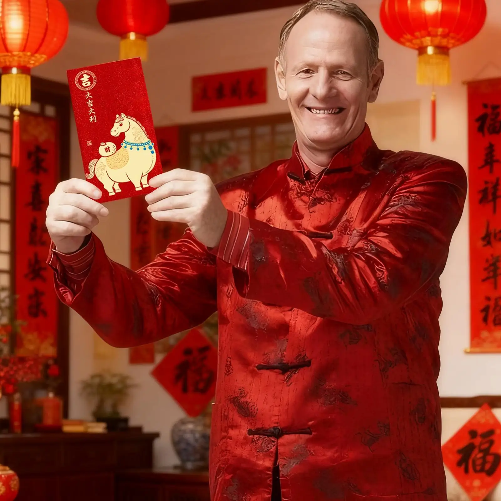 مظاريف المال رقائق الذهب النقش التقليدية القمرية الجديدة 2026 المغلفات الحمراء للزواج المشاركة عيد ميلاد الربيع