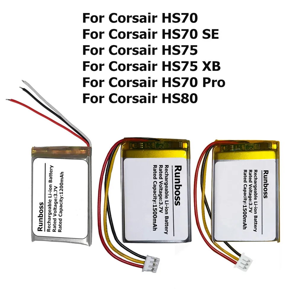 Headphone Battery for Corsair HS70,HS70 SE,HS75 XB ,HS70 Pro,HS80 RDA0031 RDA0034,Wireless Gaming Headset 3.7V 1200mAh 603450