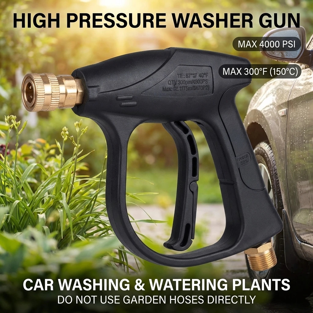 

High Pressure Washer Gun - 5 Color Nozzles M22-14&1/4" Quick Connect Lightweight Compact Car Cleaning Accessory