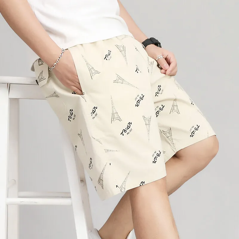 

Mens Light Weight Print Shorts Casual Drawstring Elastic Waist Summer Beach Vacation Shorts