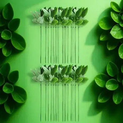 

40 pcs Rose Flower Stem Artificial Plant Rod Flexible Diy Floral Arrangement Material Wedding Home Decor Crafts Green Floral