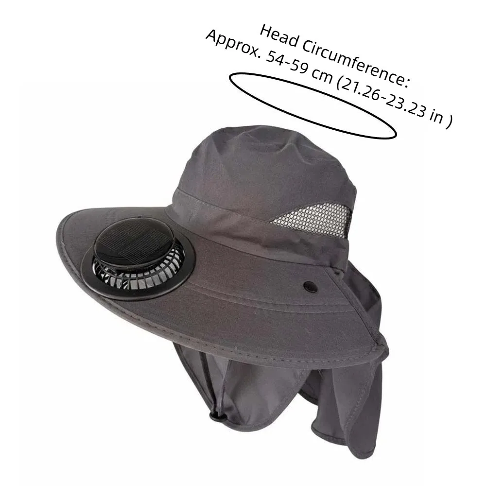 Portable Solar Rechargeable Fan Hat Long-lasting Adjustable Fishing Sun Shading Cap with Face Cover 300mA Wide Brim Fan Hat view 6
